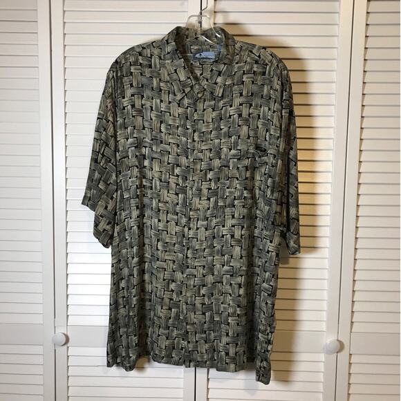 Corsini Weave Basket Pattern Collared Short-Sleeve Men Shirt XL - Picture 1 of 7